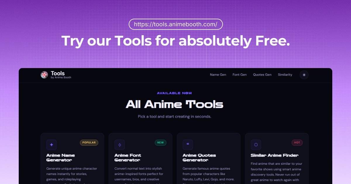 Anime Booth | Tools – Free Tools for Anime Fans
